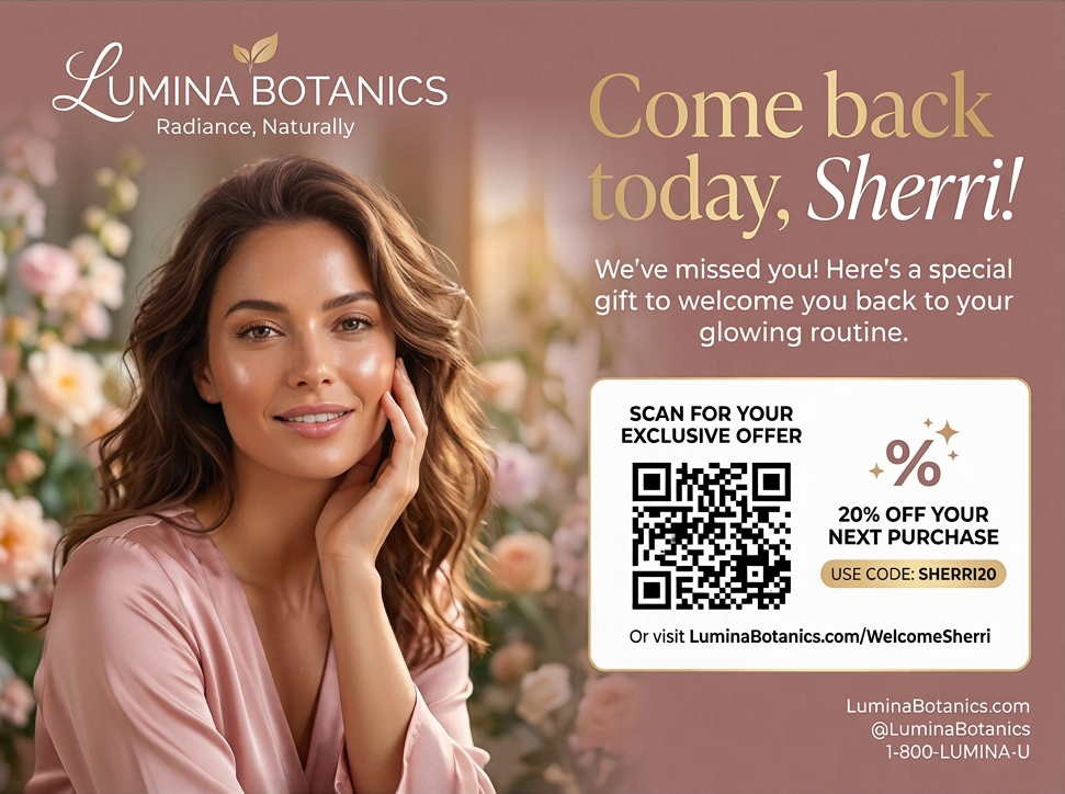 Postcard example - skincare brand