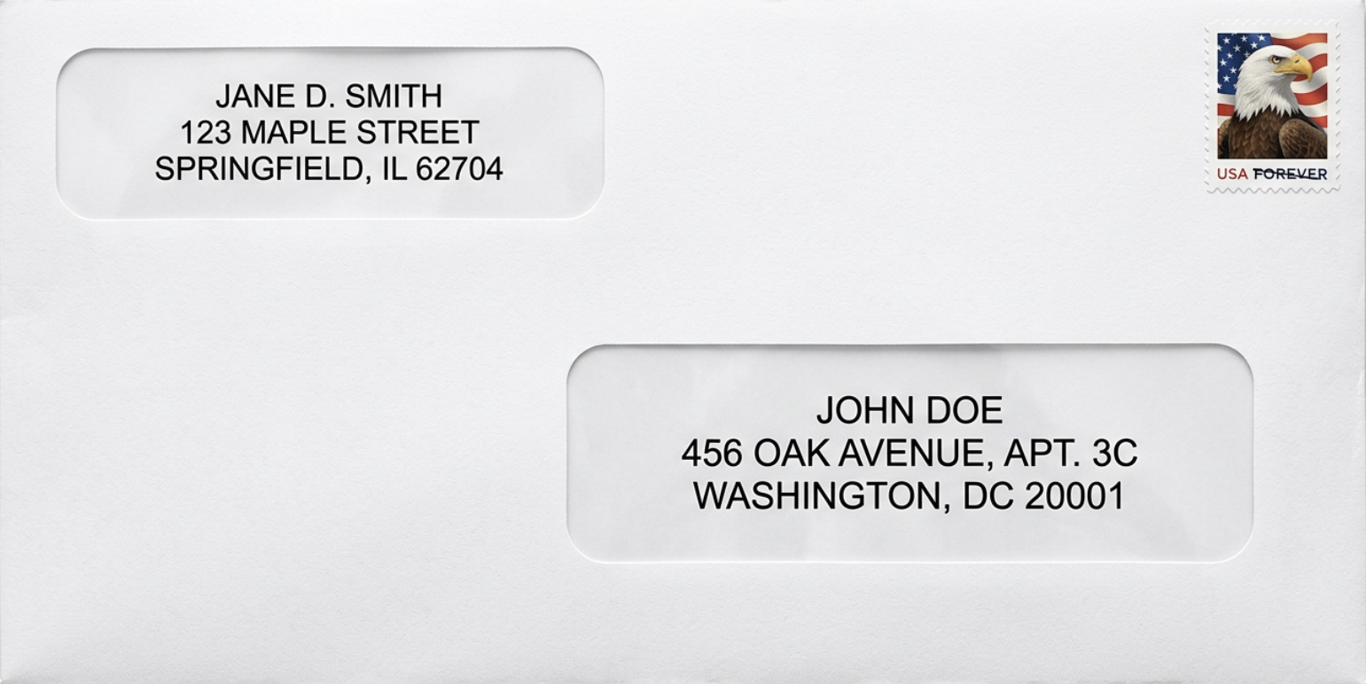 Addressed envelope example