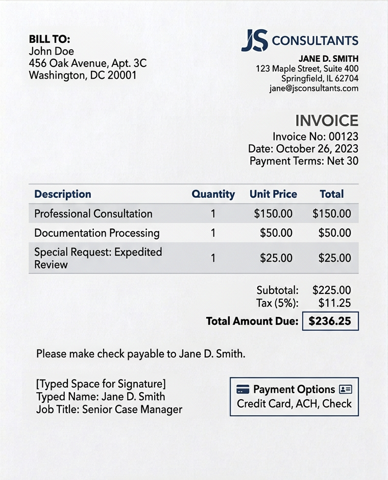 Invoice example