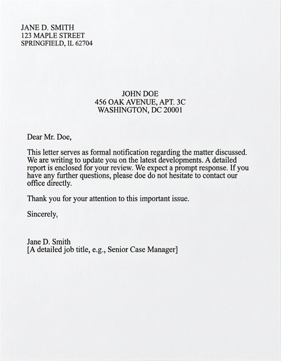 Formal letter example